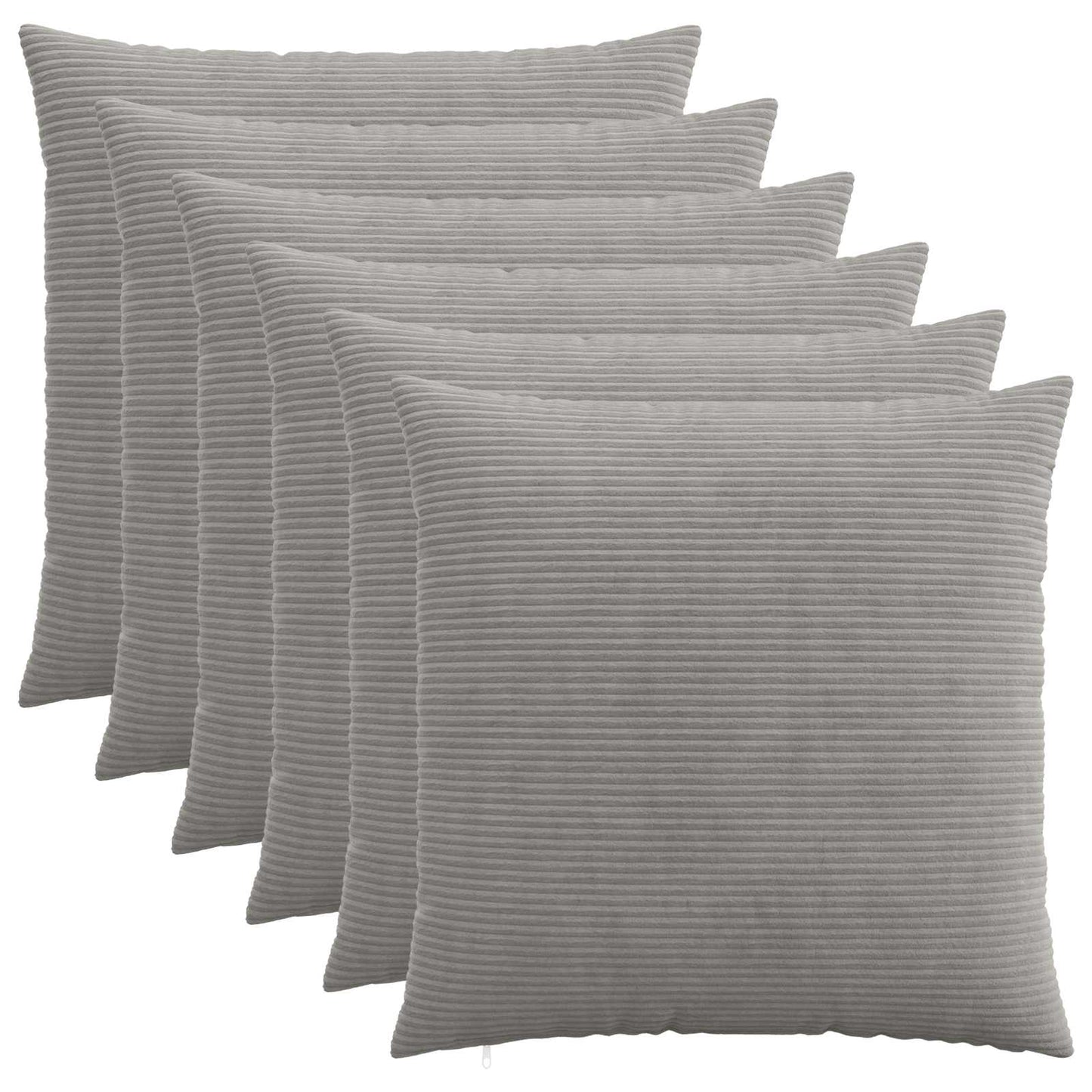 vidaXL Cushion Cover 6 pcs HEERLEN Light Grey 70 x 70 cm Corduroy 1