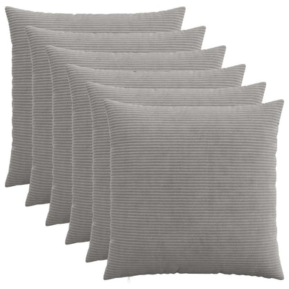 vidaXL Cushion Cover 6 pcs HEERLEN Light Grey 70 x 70 cm Corduroy 1