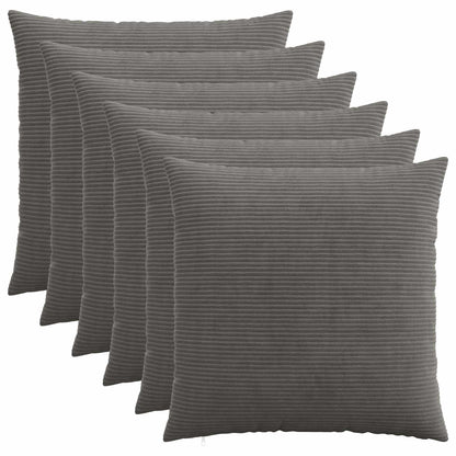 vidaXL Cushion Cover 6 pcs HEERLEN Dark Grey 70 x 70 cm Corduroy 1