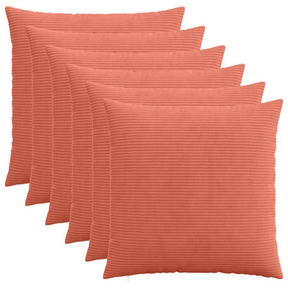 vidaXL Cushion Cover 6 pcs HEERLEN Red Orange 70 x 70 cm Corduroy 1