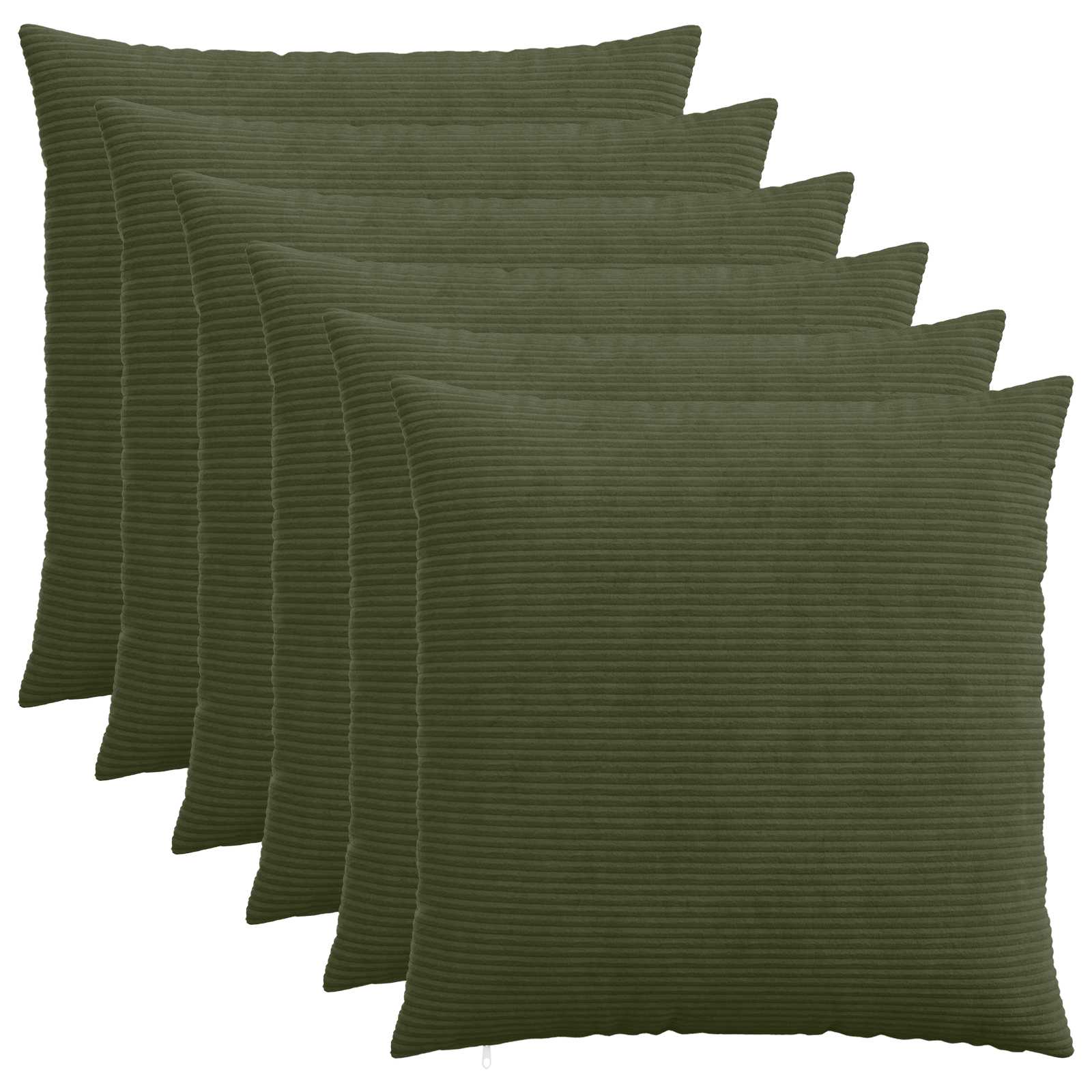 vidaXL Cushion Cover 6 pcs HEERLEN Green 70 x 70 cm Corduroy 1