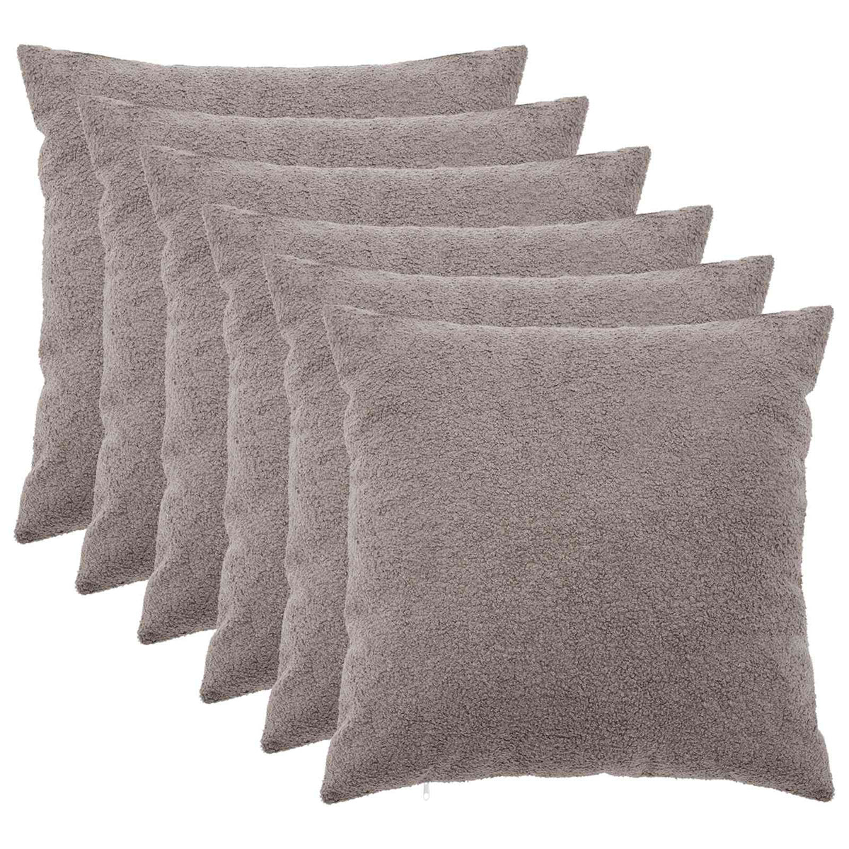vidaXL Cushion Cover 6 pcs HEERLEN Light Grey 80 x 80 cm Bouclé 2