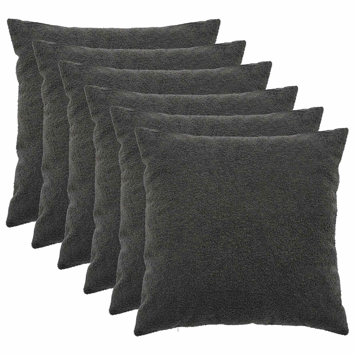 vidaXL Cushion Cover 6 pcs HEERLEN Dark Grey 80 x 80 cm Bouclé 2