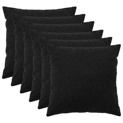 vidaXL Cushion Cover 6 pcs HEERLEN Black 80 x 80 cm Bouclé 2