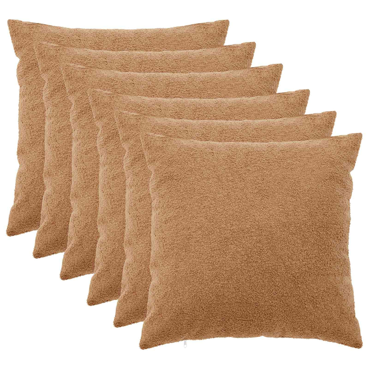 vidaXL Cushion Cover 6 pcs HEERLEN Beige 80 x 80 cm Bouclé 2