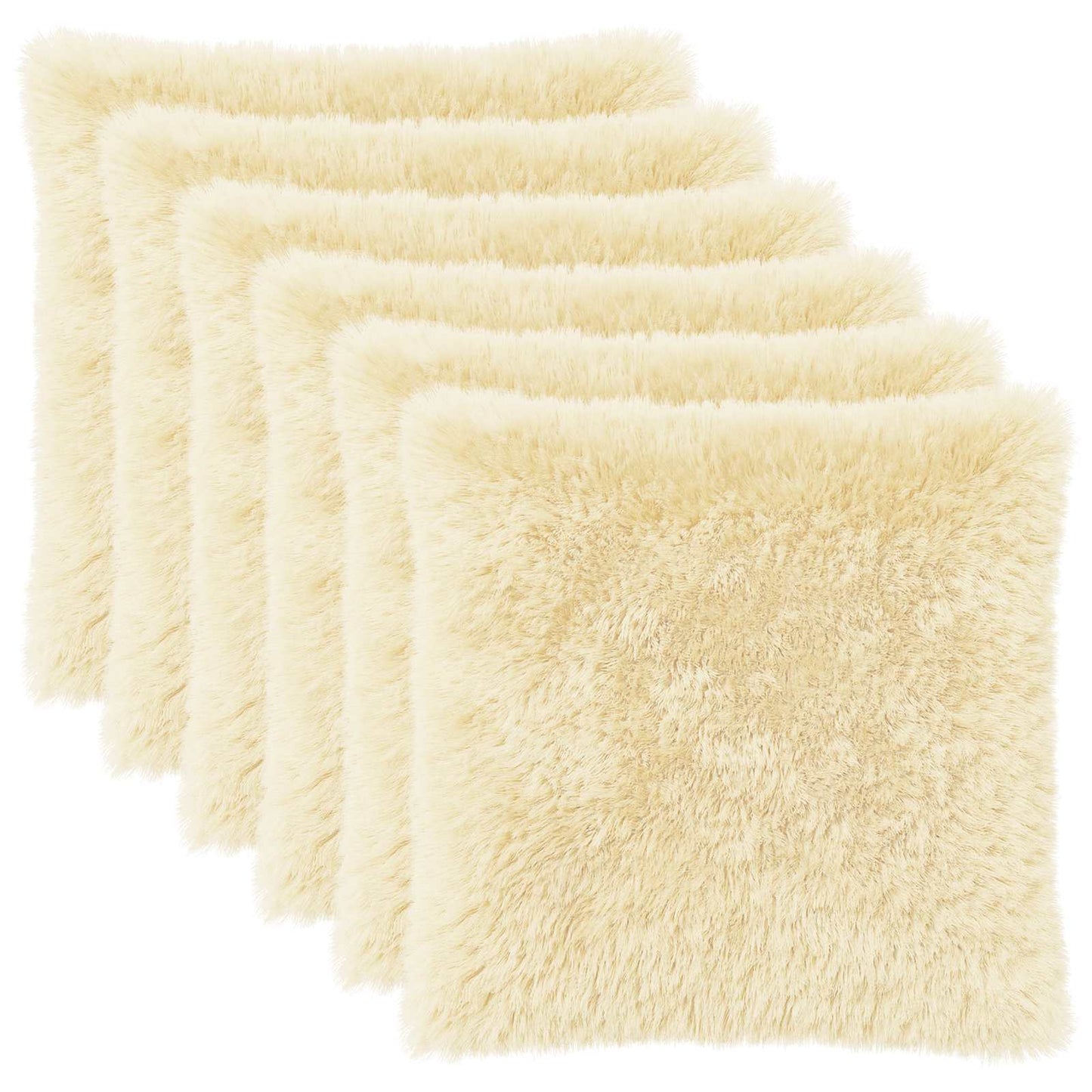 vidaXL Cushion Cover 6 pcs HEERLEN Cream 80 x 80 cm PV Fleece 2