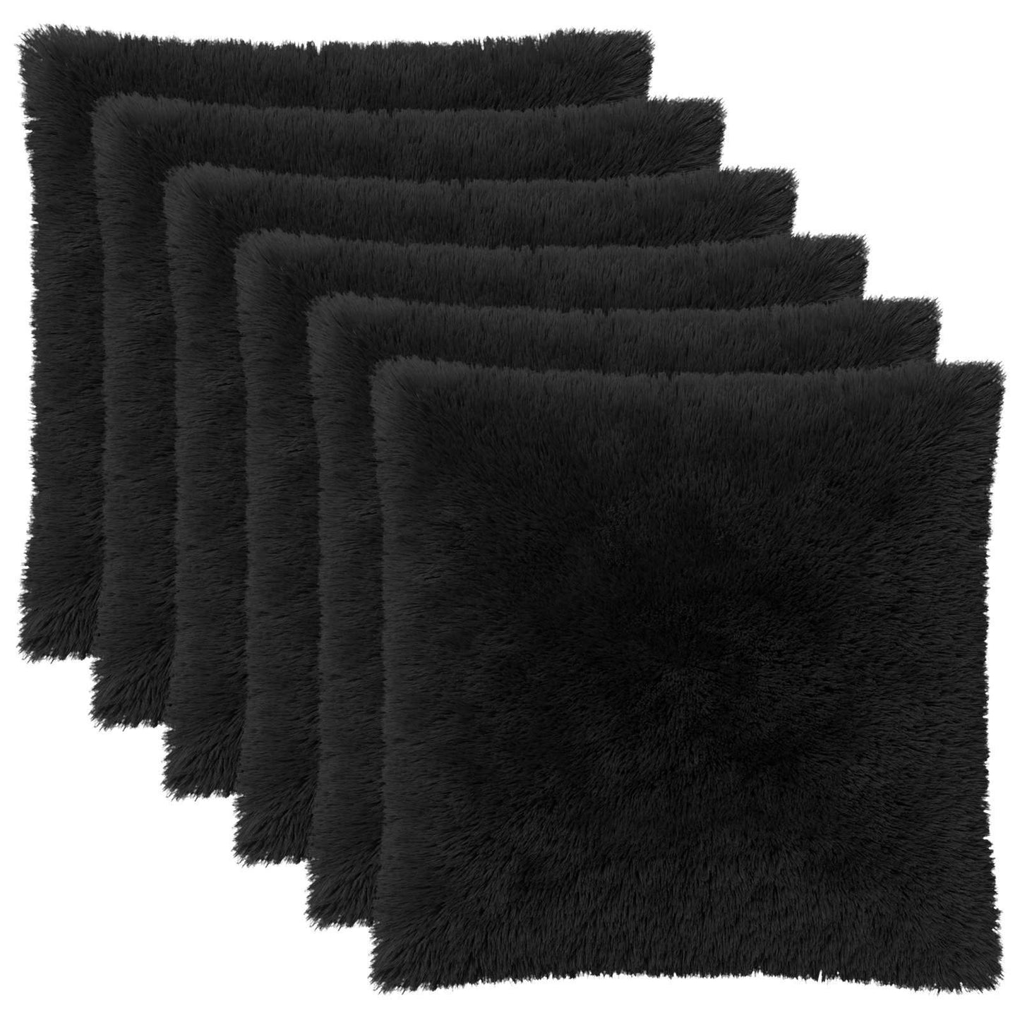 vidaXL Cushion Cover 6 pcs HEERLEN Black 80 x 80 cm PV Fleece 2