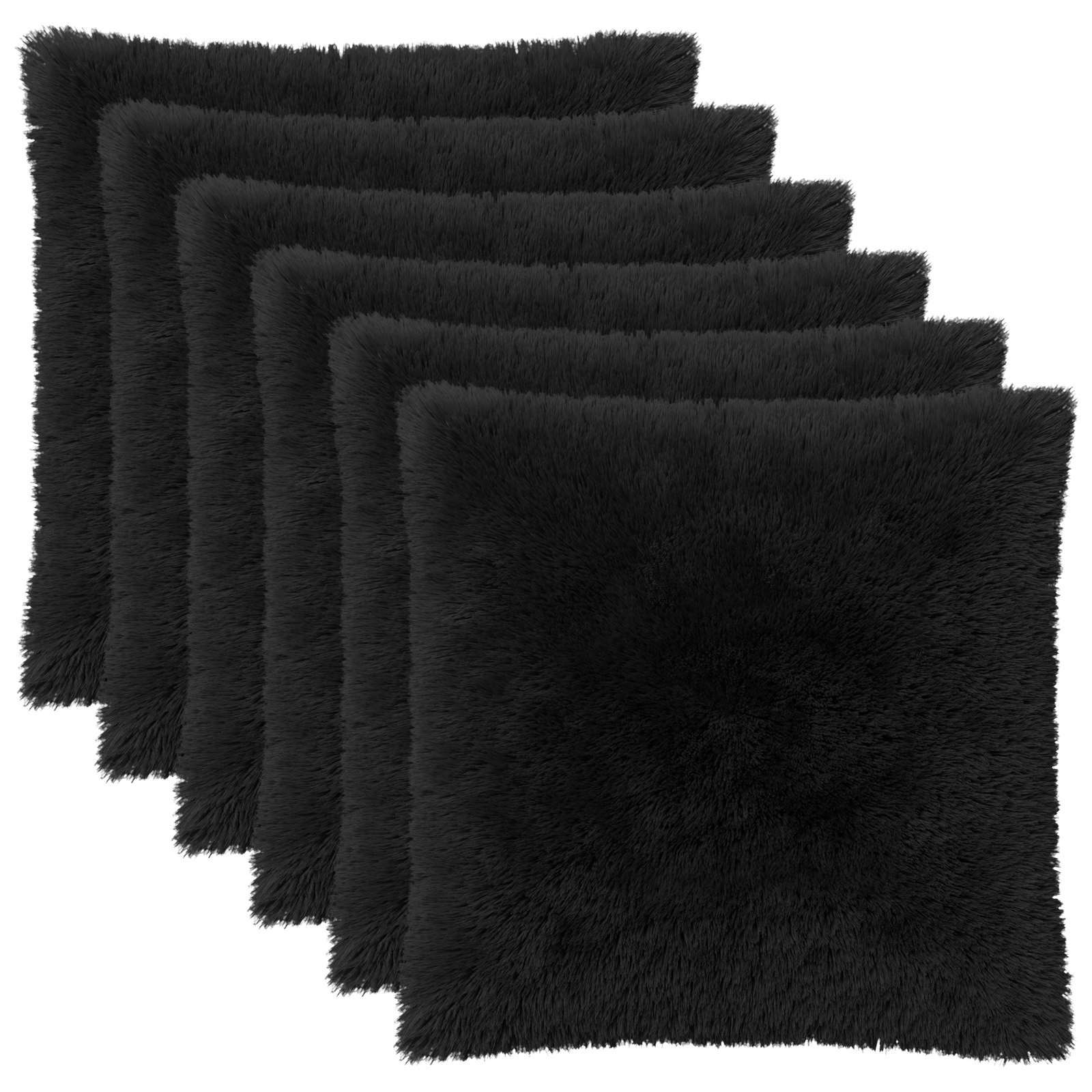 vidaXL Cushion Cover 6 pcs HEERLEN Black 80 x 80 cm PV Fleece 2