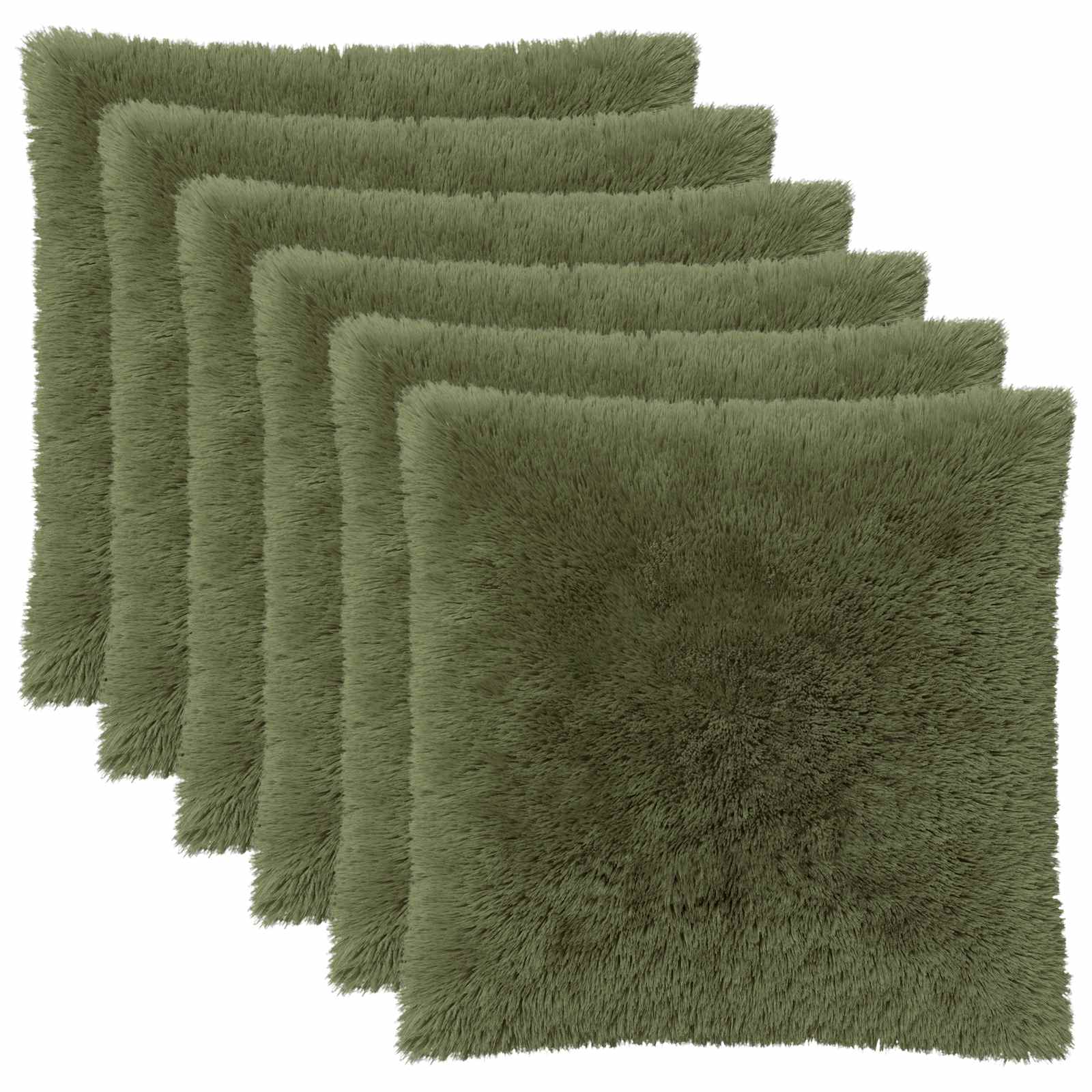 vidaXL Cushion Cover 6 pcs HEERLEN Green 80 x 80 cm PV Fleece 2