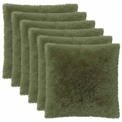 vidaXL Cushion Cover 6 pcs HEERLEN Green 80 x 80 cm PV Fleece 2