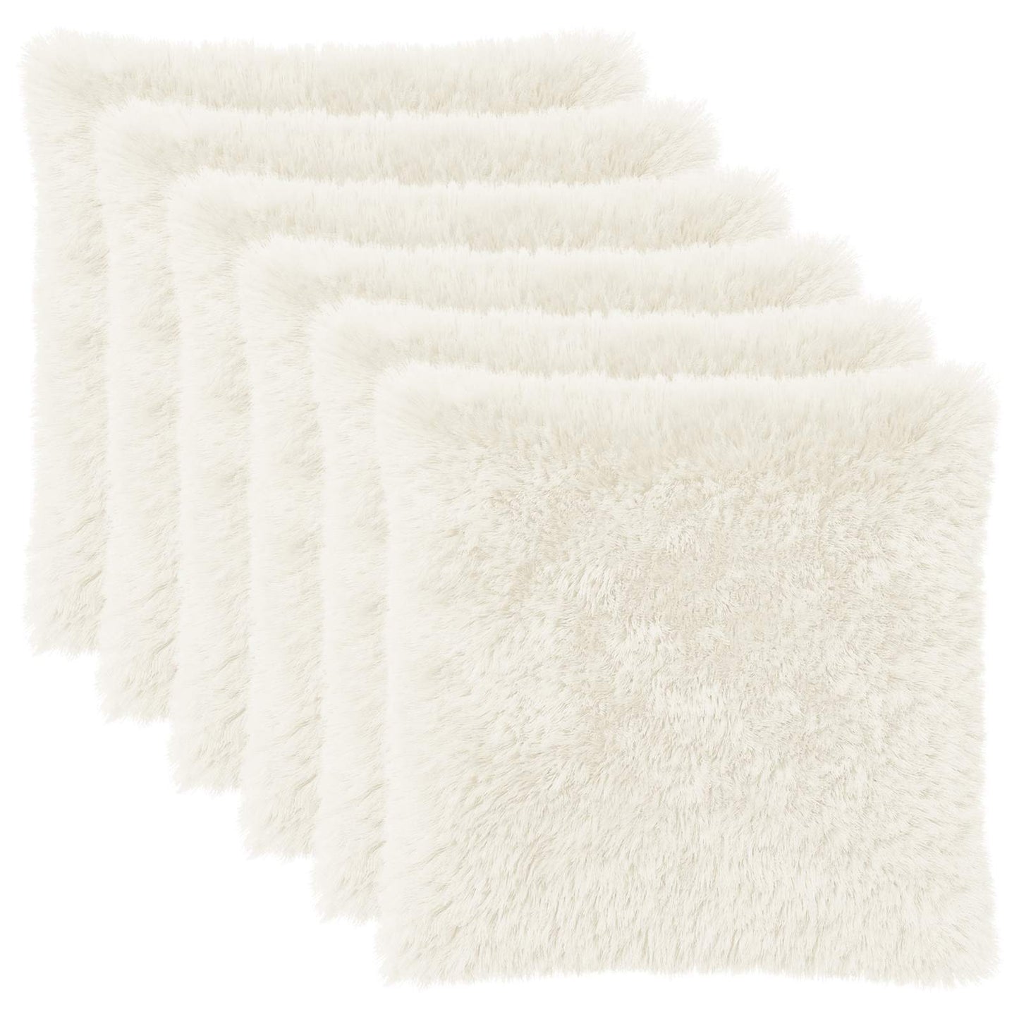 vidaXL Cushion Cover 6 pcs HEERLEN White 80 x 80 cm PV Fleece 2