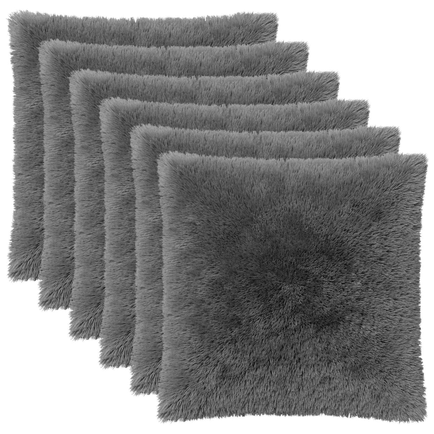 vidaXL Cushion Cover 6 pcs HEERLEN Light Grey 80 x 80 cm PV Fleece 2