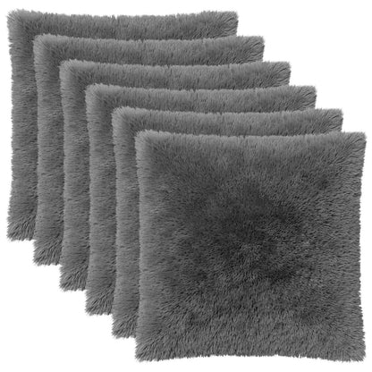 vidaXL Cushion Cover 6 pcs HEERLEN Light Grey 80 x 80 cm PV Fleece 2