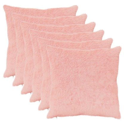 vidaXL Cushion Cover 6 pcs HEERLEN Pink 80 x 80 cm Faux Rabbit Fur 2