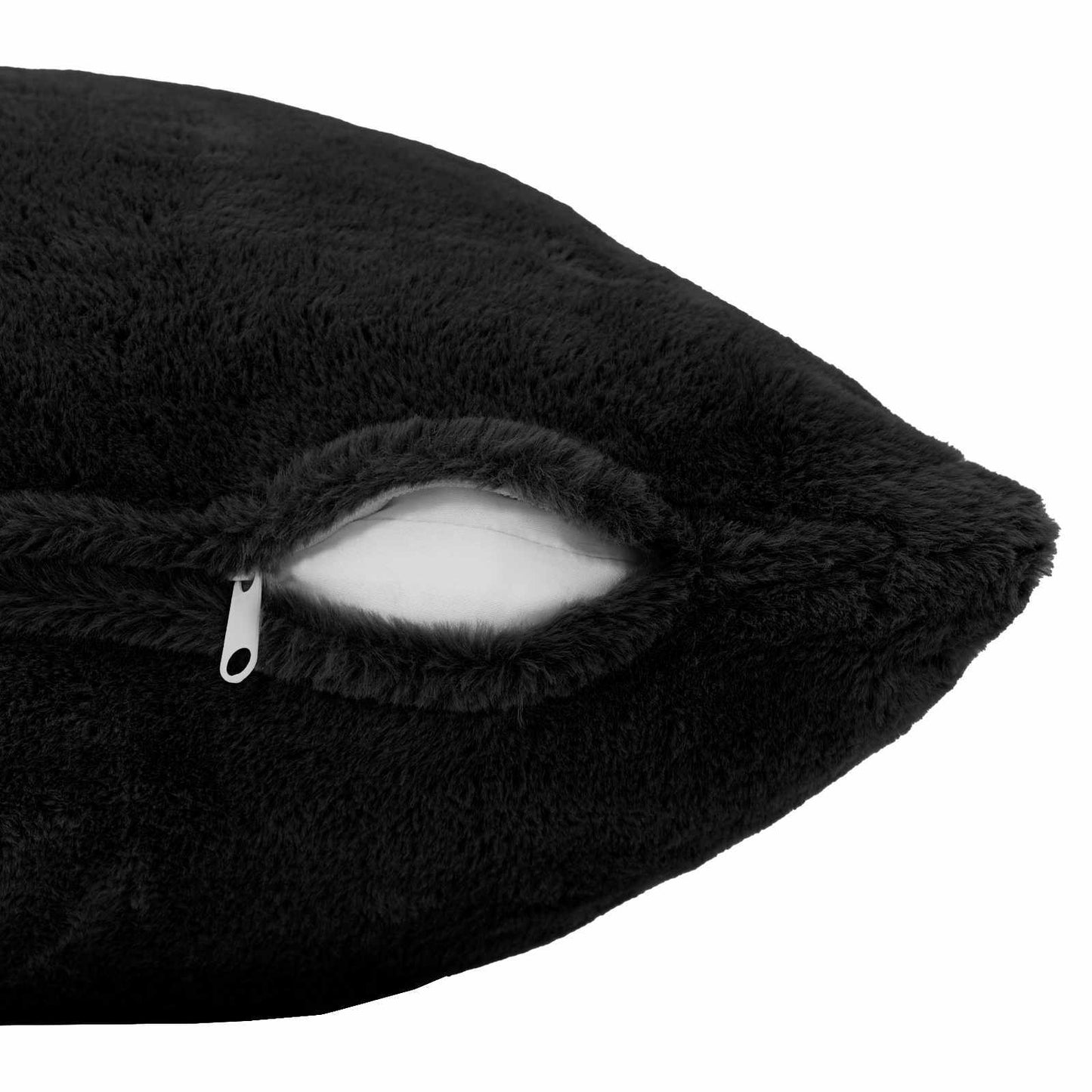 vidaXL Cushion Cover 6 pcs HEERLEN Black 80 x 80 cm Faux Rabbit Fur 6