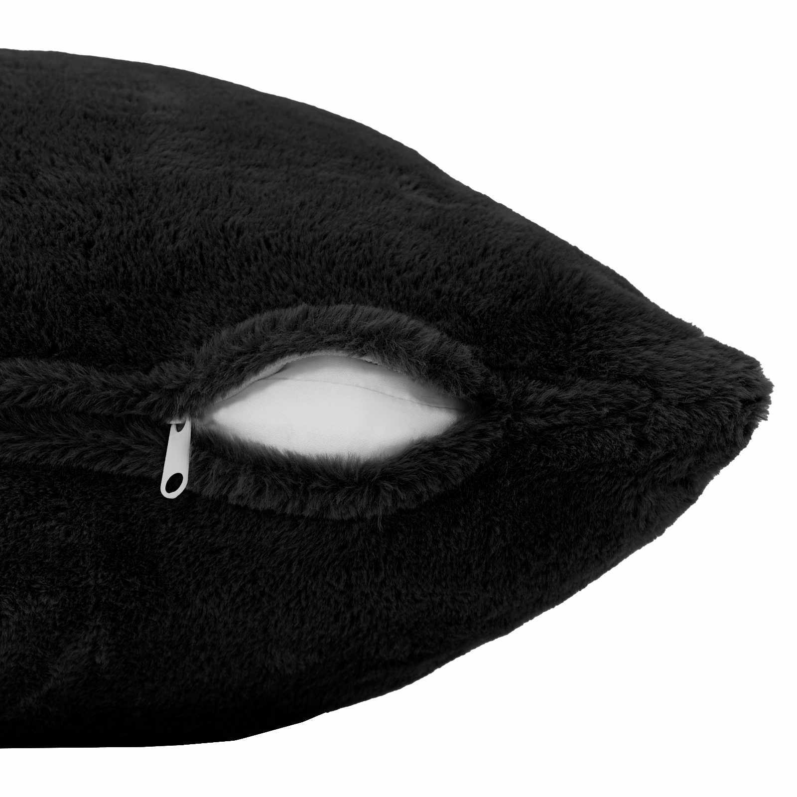 vidaXL Cushion Cover 6 pcs HEERLEN Black 80 x 80 cm Faux Rabbit Fur 6