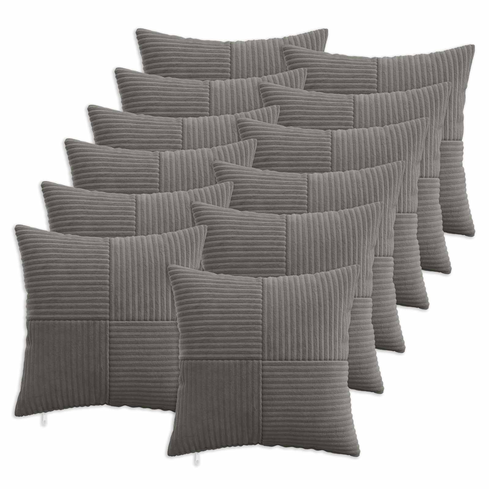 vidaXL Cushion Cover 12 pcs ALMELO Dark Grey 45 x 45 cm Corduroy 1