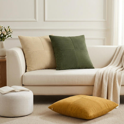 Cushion Cover ALMELO 45 x 45 cm Corduroy 12 Width 45 cm Green