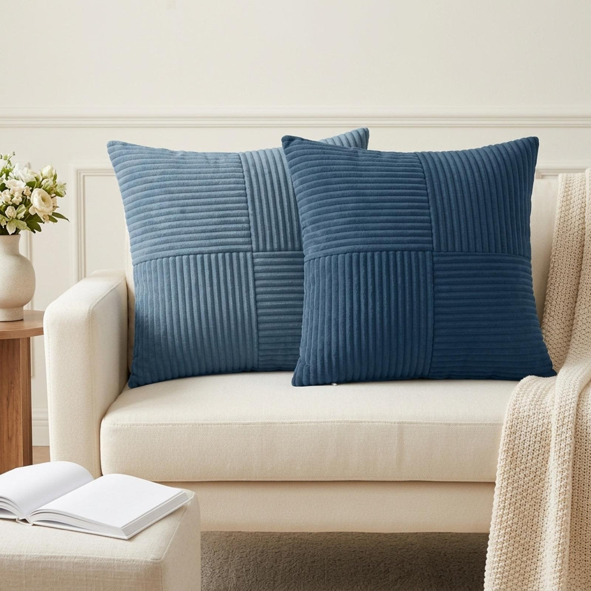 Cushion Cover ALMELO Corduroy Width Blue