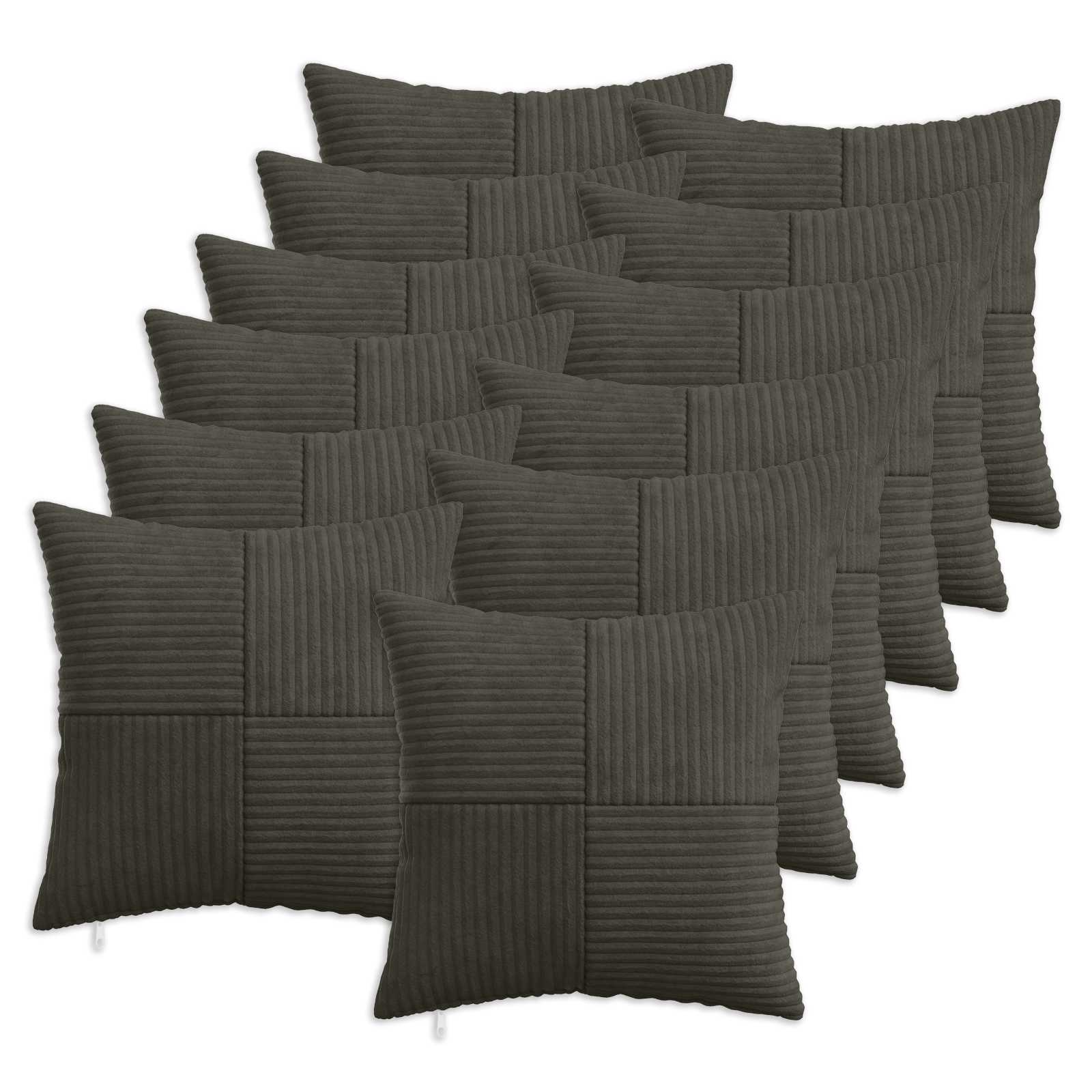 vidaXL Cushion Cover 12 pcs ALMELO Anthracite 45 x 45 cm Corduroy 1