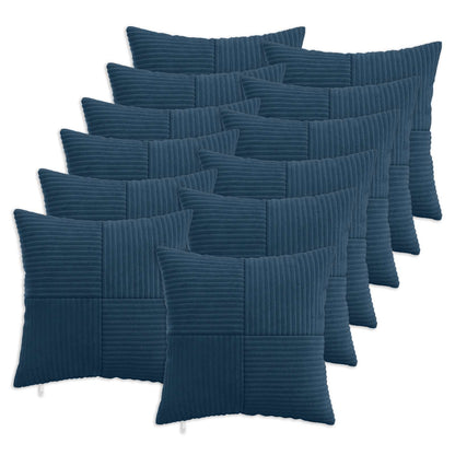 vidaXL Cushion Cover 12 pcs ALMELO Navy Blue 45 x 45 cm Corduroy 1