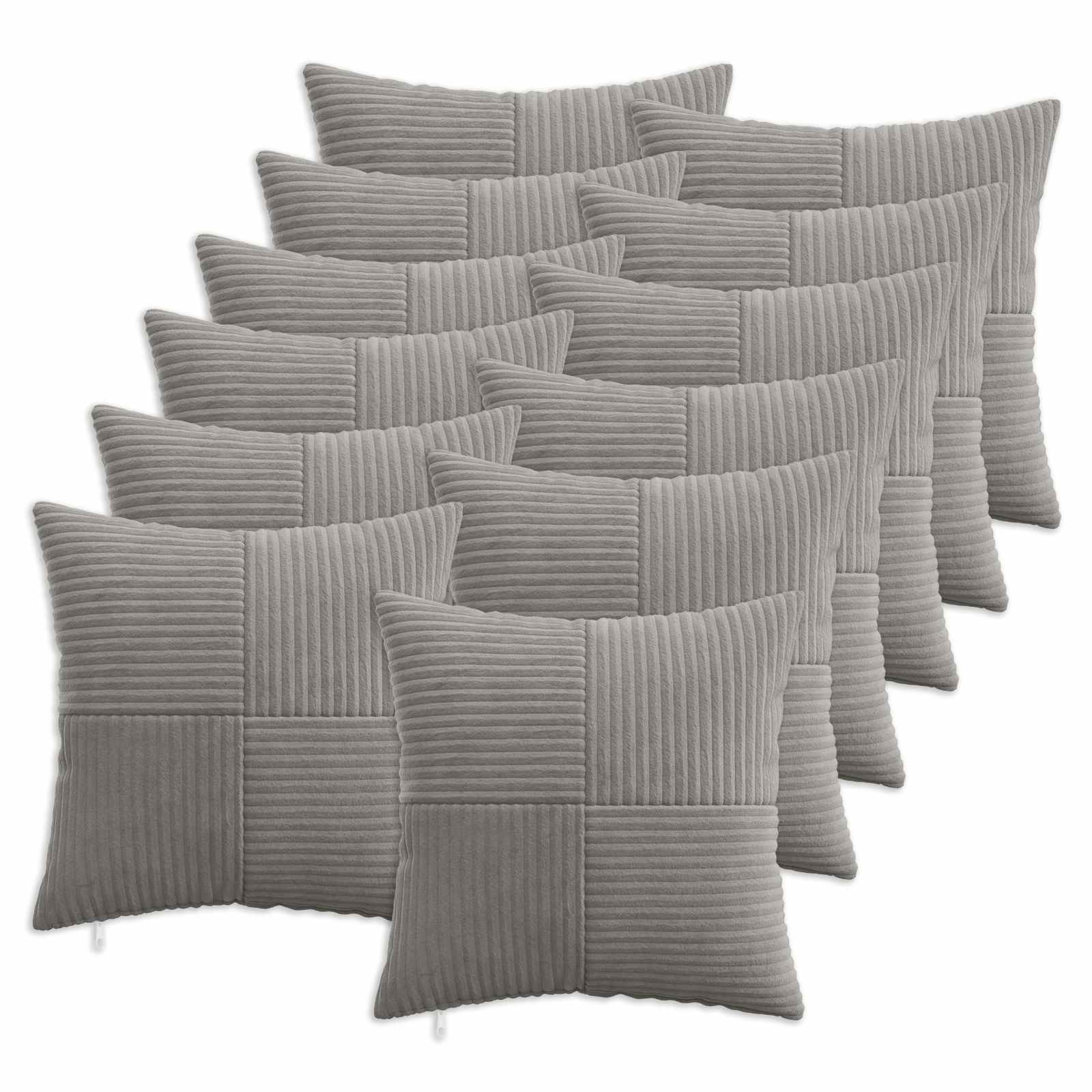 vidaXL Cushion Cover 12 pcs ALMELO Light Grey 50 x 50 cm Corduroy 1