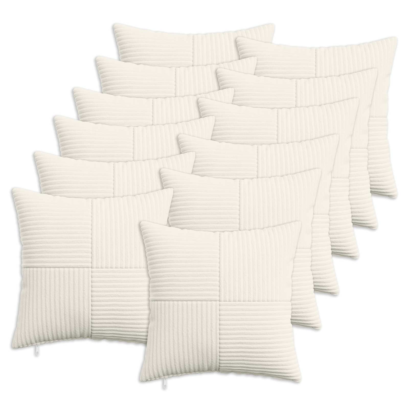vidaXL Cushion Cover 12 pcs ALMELO Cream 50 x 50 cm Corduroy 1