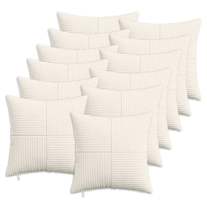 vidaXL Cushion Cover 12 pcs ALMELO Cream 50 x 50 cm Corduroy 1