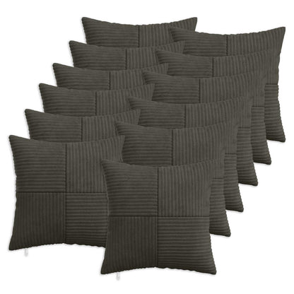 vidaXL Cushion Cover 12 pcs ALMELO Anthracite 50 x 50 cm Corduroy 1