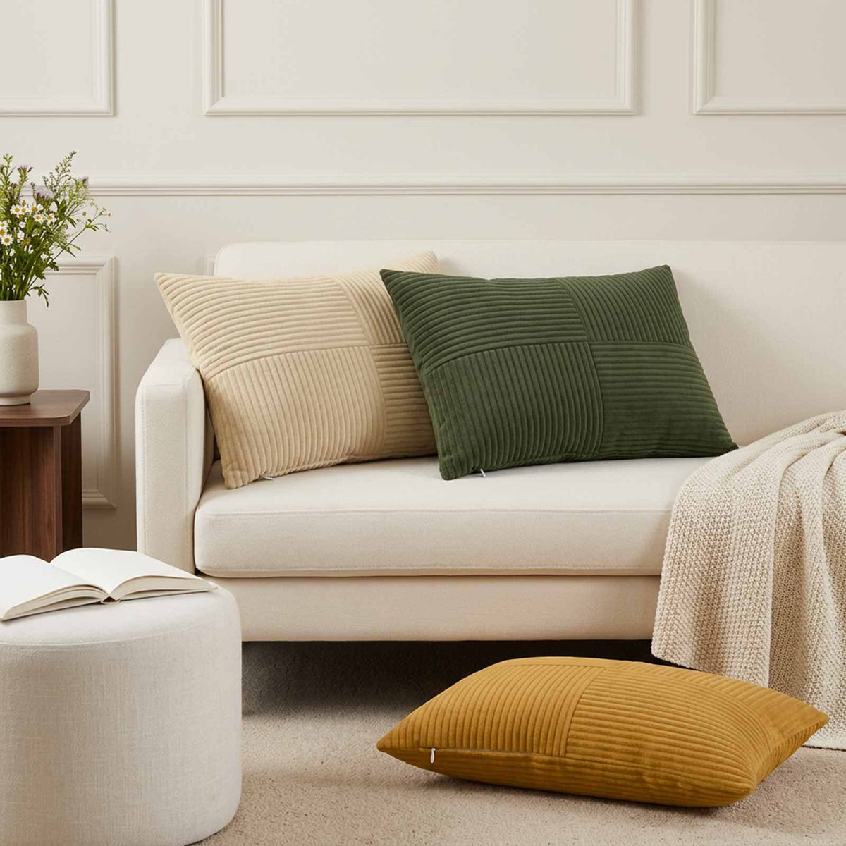 Cushion Cover ALMELO 50 x 80 cm Corduroy 6 Width 50 cm Length 80 cm Green