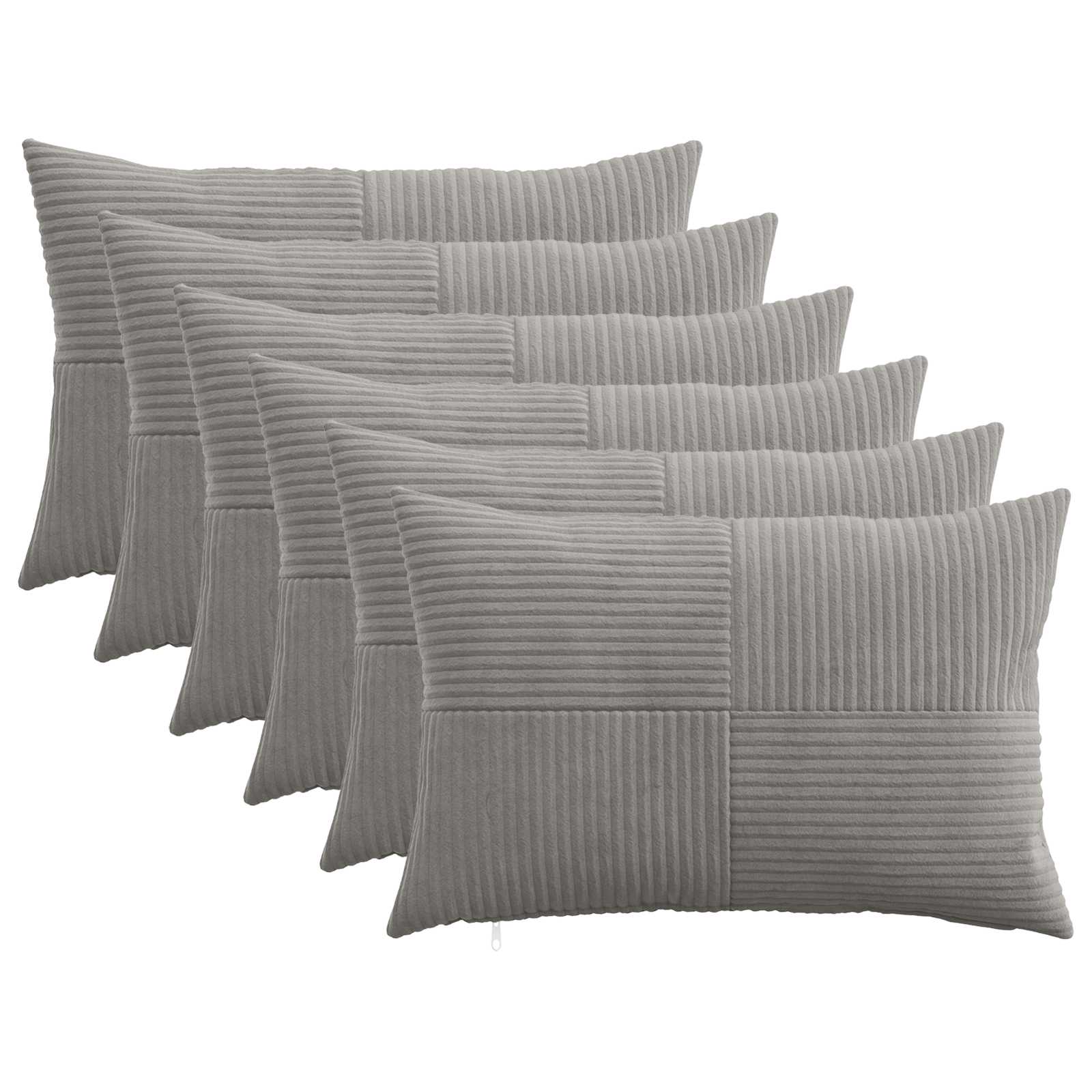 vidaXL Cushion Cover 6 pcs ALMELO Light Grey 50 x 80 cm Corduroy 1