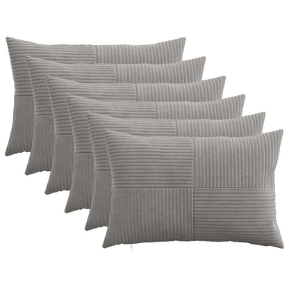 vidaXL Cushion Cover 6 pcs ALMELO Light Grey 50 x 80 cm Corduroy 1