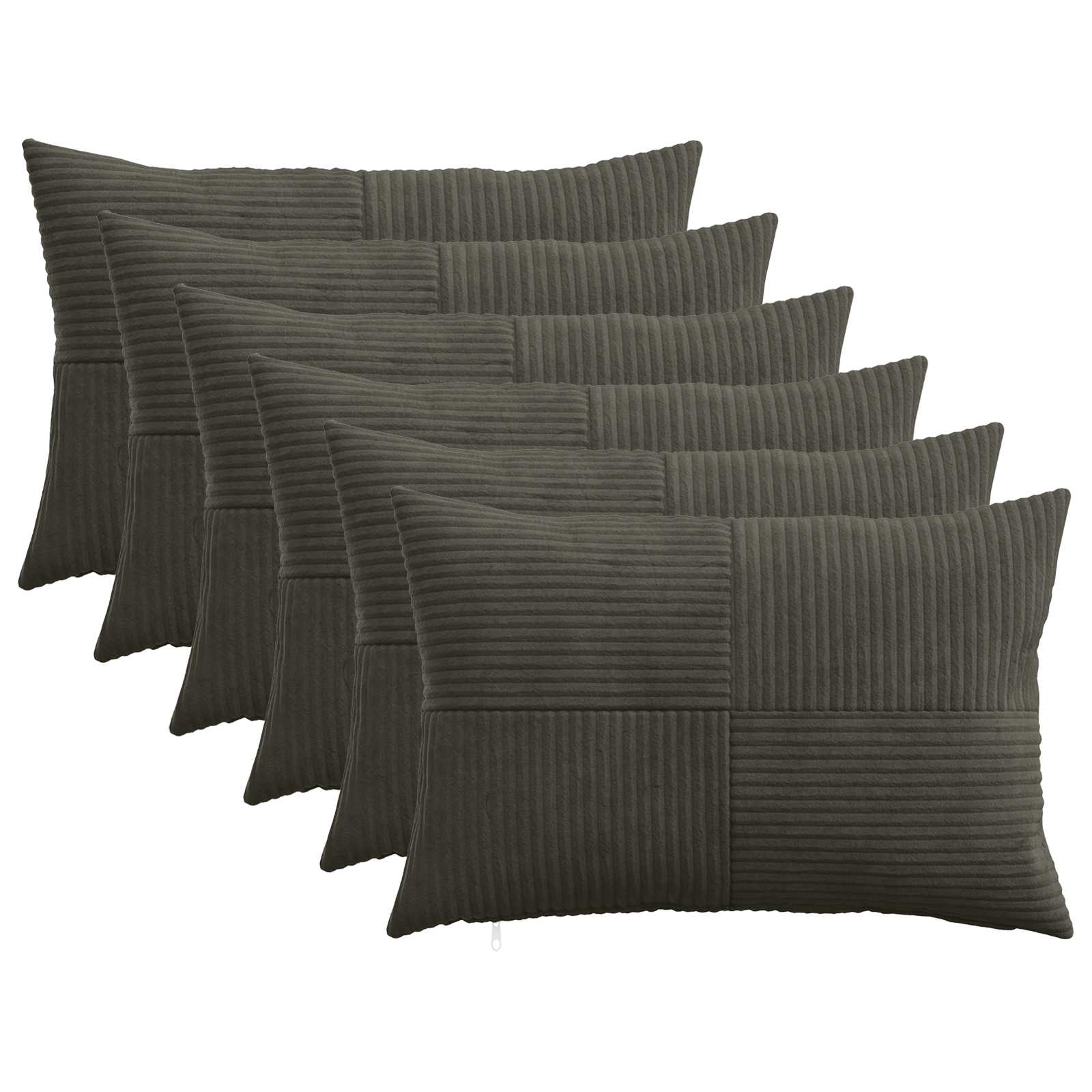 vidaXL Cushion Cover 6 pcs ALMELO Anthracite 50 x 80 cm Corduroy 1