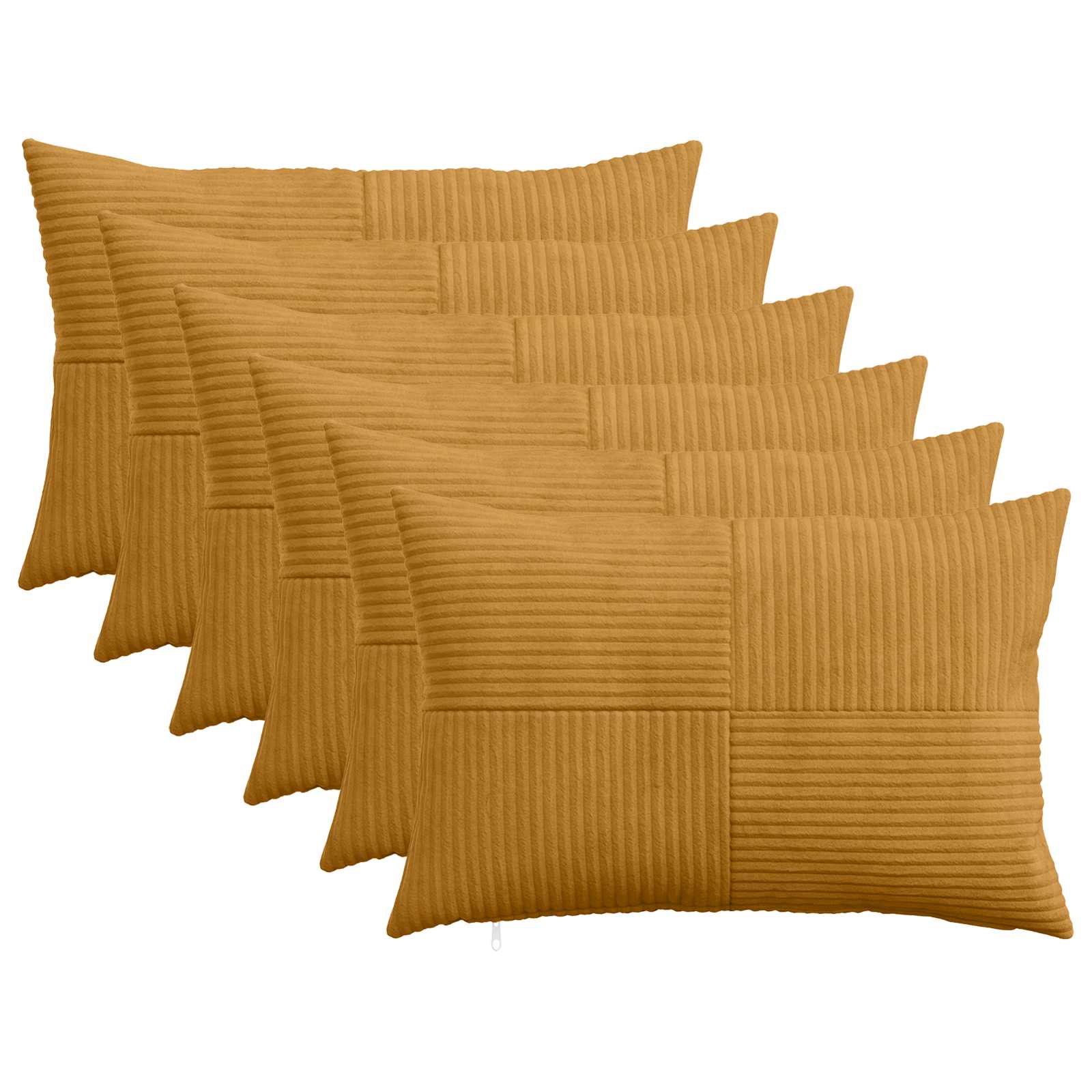 vidaXL Cushion Cover 6 pcs ALMELO Yellow 50 x 80 cm Corduroy 1