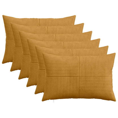 vidaXL Cushion Cover 6 pcs ALMELO Yellow 50 x 80 cm Corduroy 1