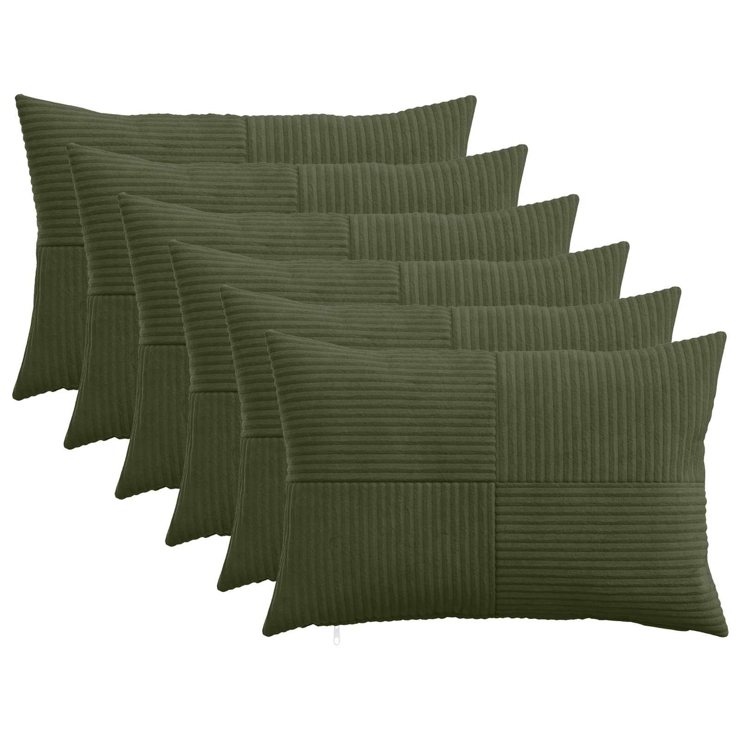 vidaXL Cushion Cover 6 pcs ALMELO Green 50 x 80 cm Corduroy 1