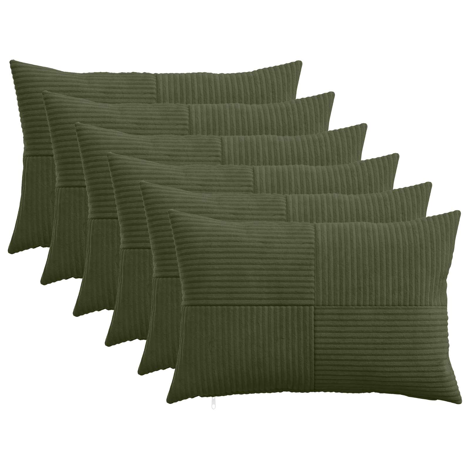 vidaXL Cushion Cover 6 pcs ALMELO Green 50 x 80 cm Corduroy 1