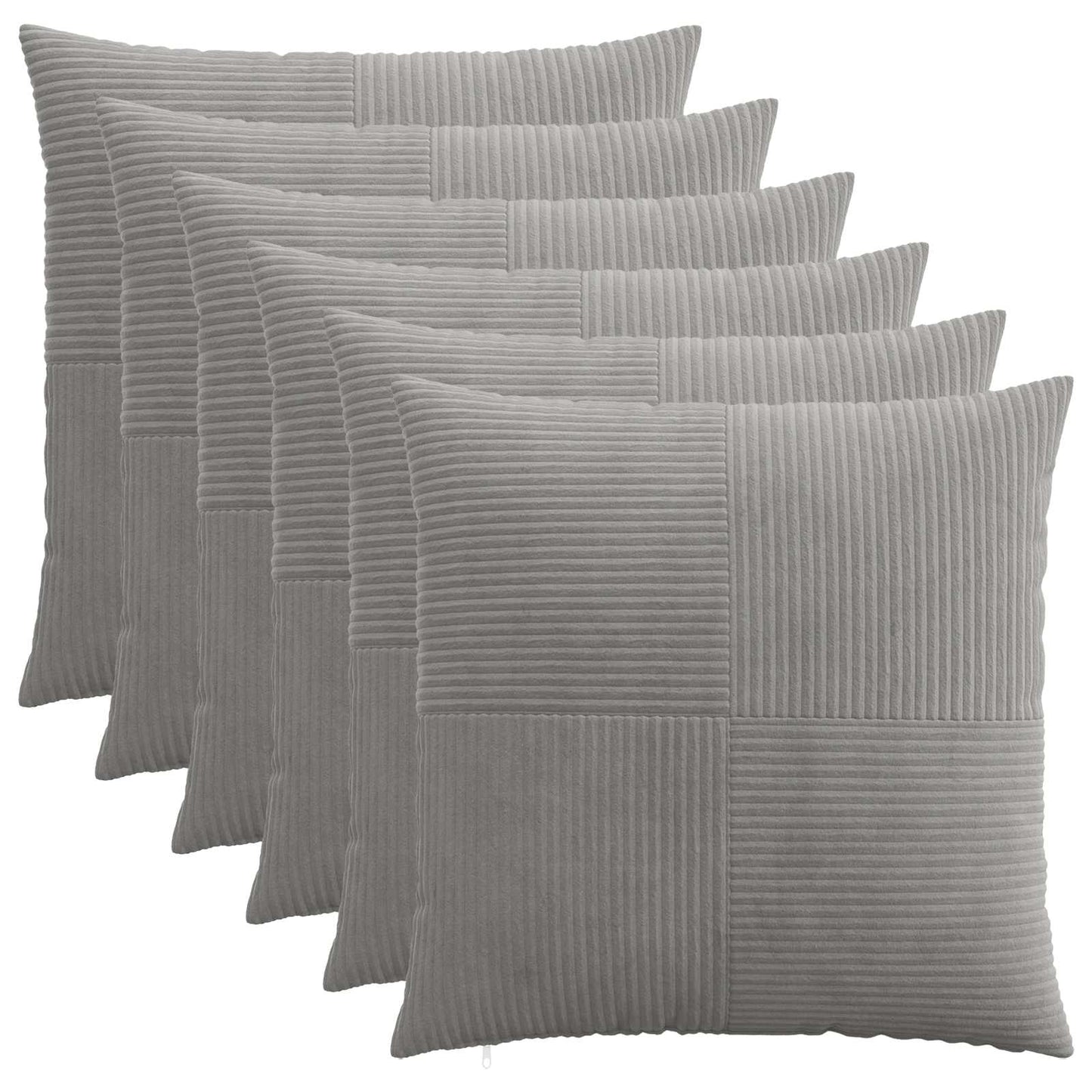 vidaXL Cushion Cover 6 pcs ALMELO Light Grey 65 x 65 cm Corduroy 1