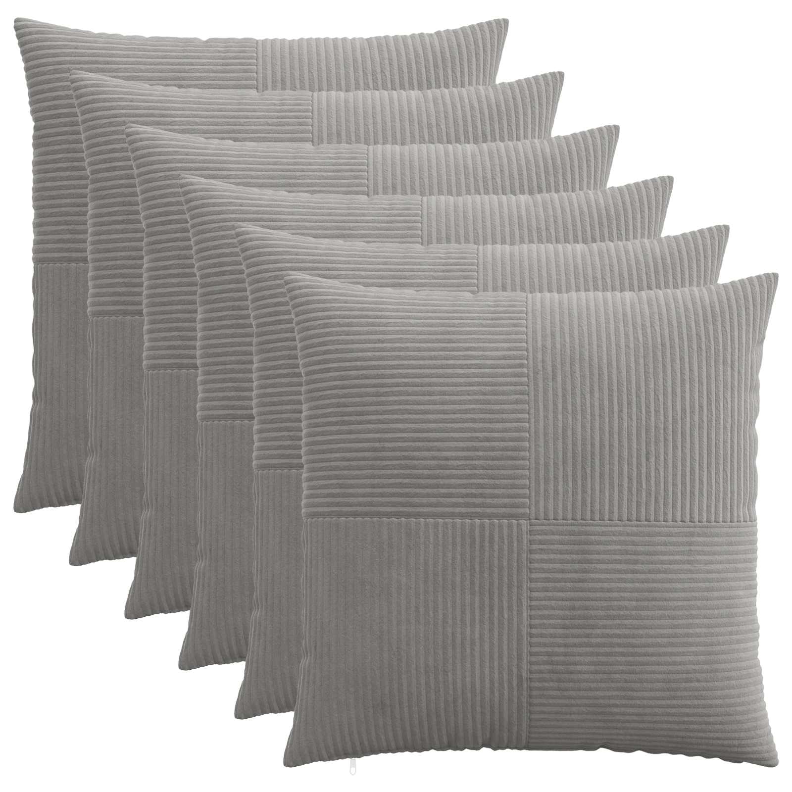 vidaXL Cushion Cover 6 pcs ALMELO Light Grey 65 x 65 cm Corduroy 1