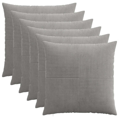 vidaXL Cushion Cover 6 pcs ALMELO Light Grey 65 x 65 cm Corduroy 1