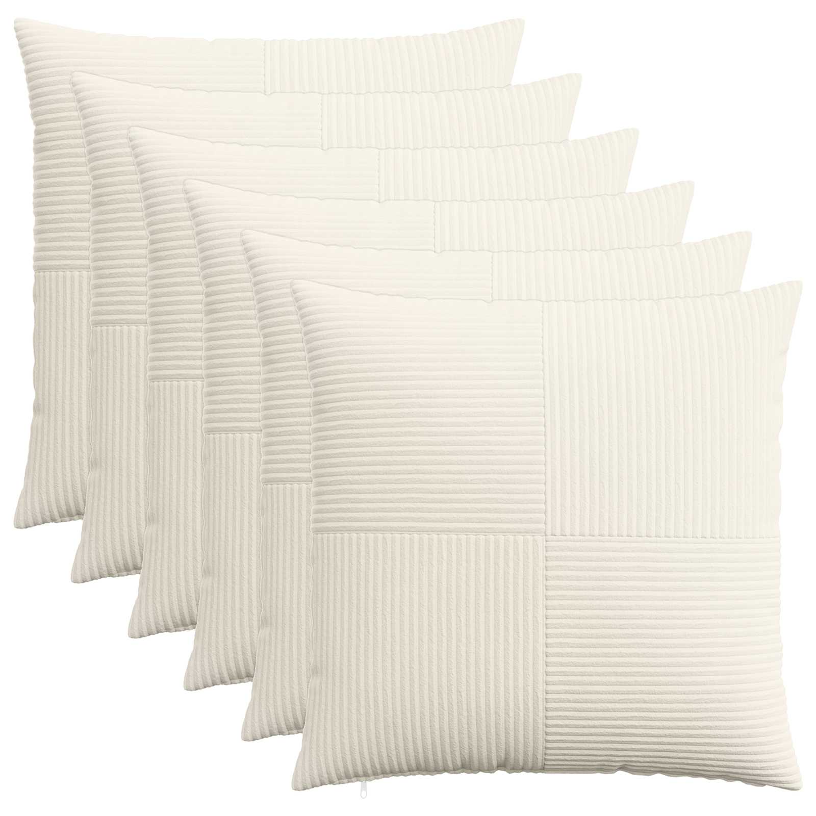 vidaXL Cushion Cover 6 pcs ALMELO Cream 65 x 65 cm Corduroy 1