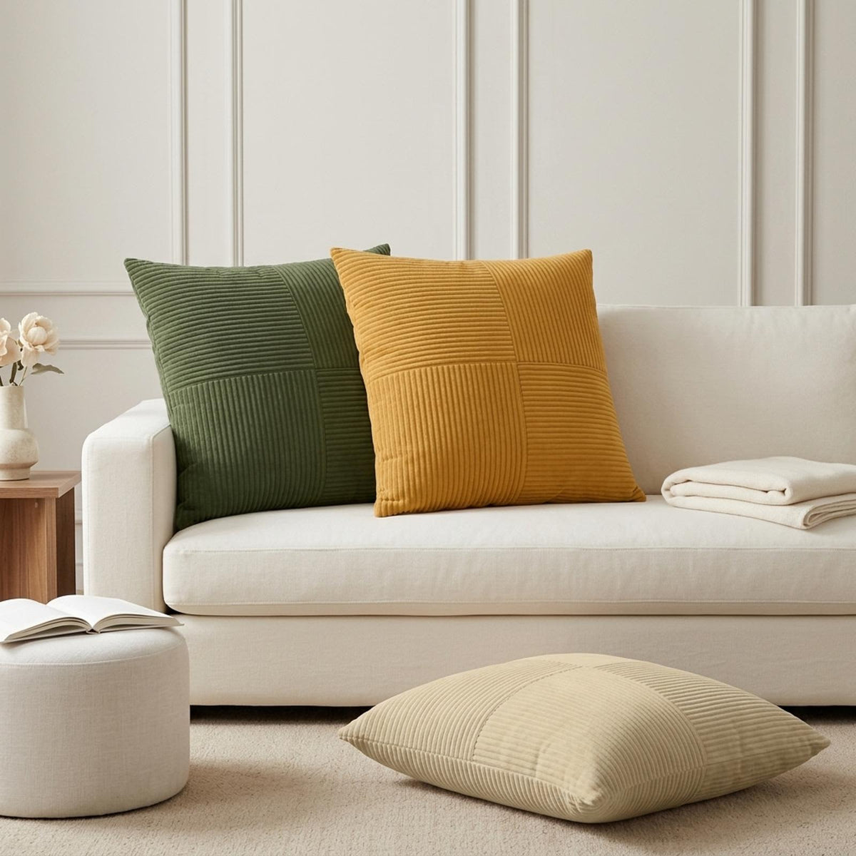 vidaXL Cushion Cover 6 pcs ALMELO Green 80 x 80 cm Corduroy 1
