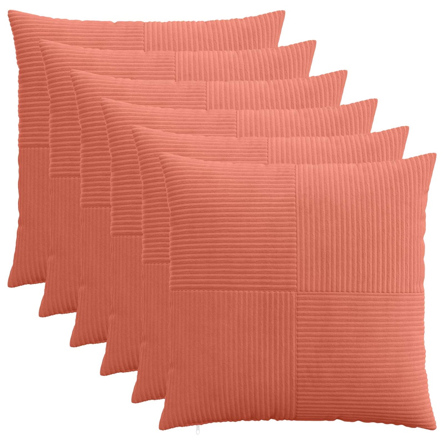 vidaXL Cushion Cover 6 pcs ALMELO Red Orange 65 x 65 cm Corduroy 1