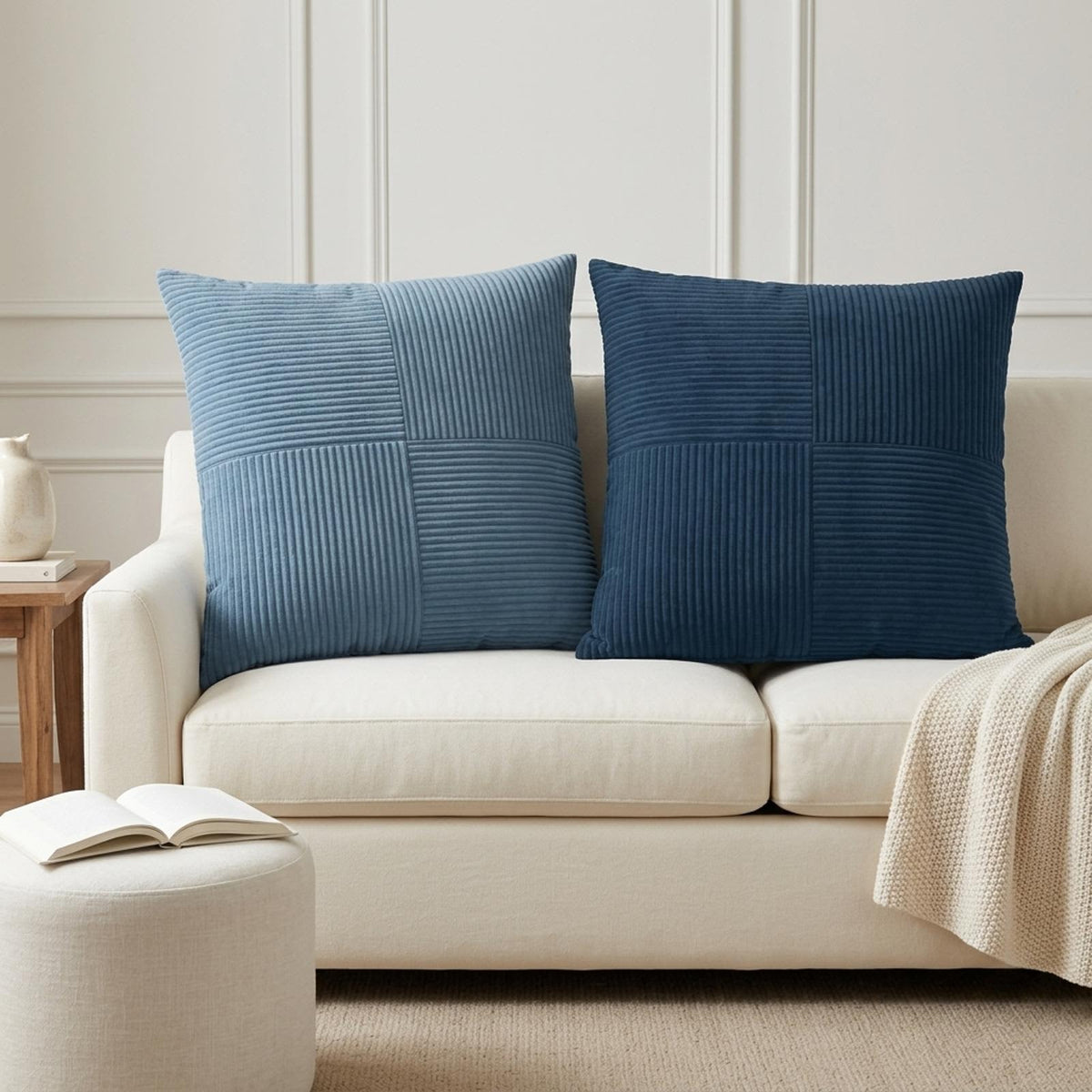 vidaXL Cushion Cover 6 pcs ALMELO Navy Blue 80 x 80 cm Corduroy 1