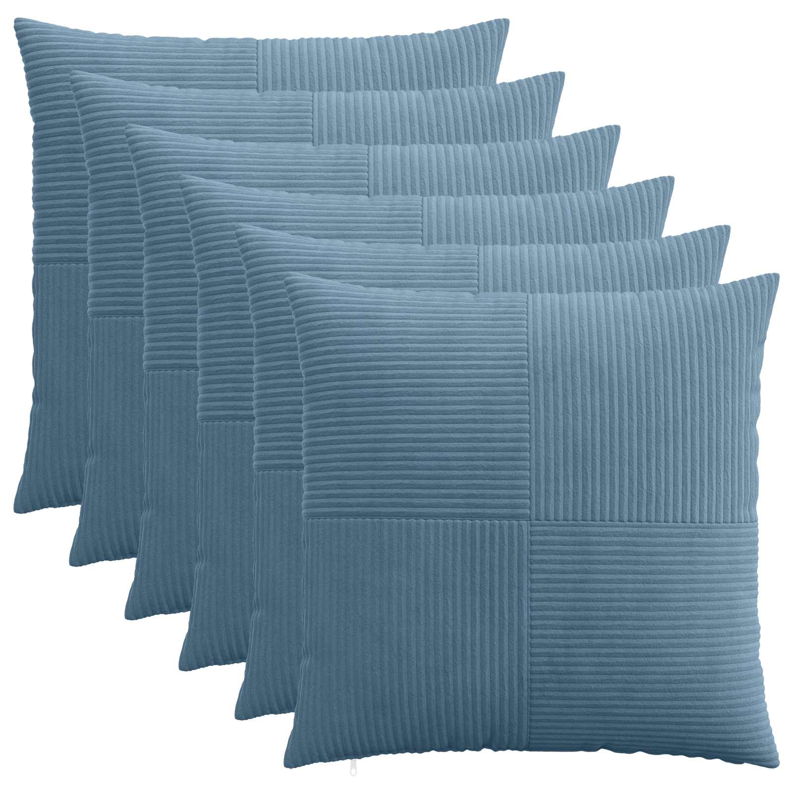 vidaXL Cushion Cover 6 pcs ALMELO Blue 65 x 65 cm Corduroy 1