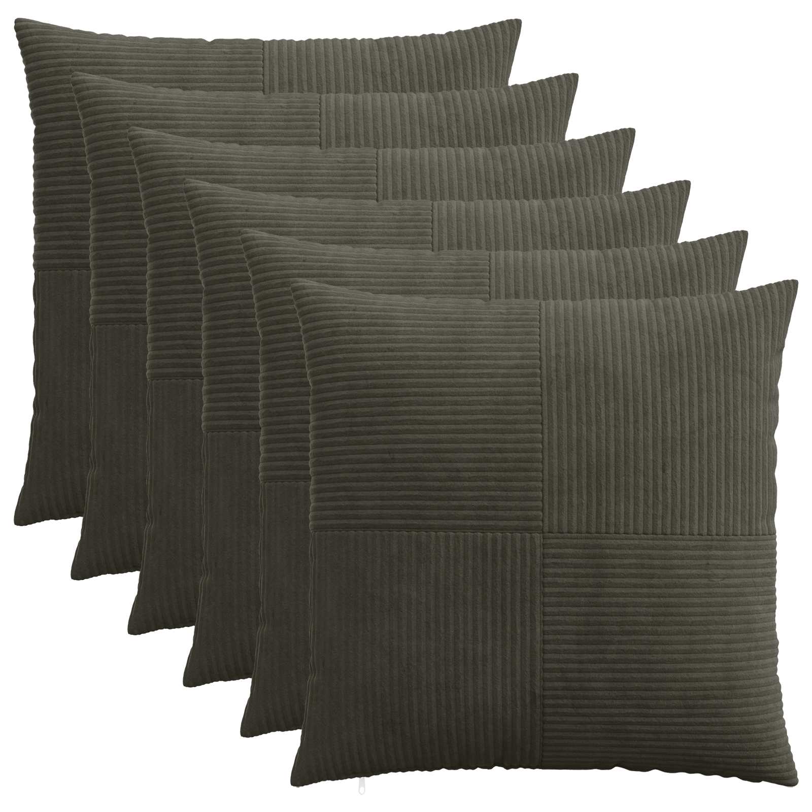 vidaXL Cushion Cover 6 pcs ALMELO Anthracite 65 x 65 cm Corduroy 1