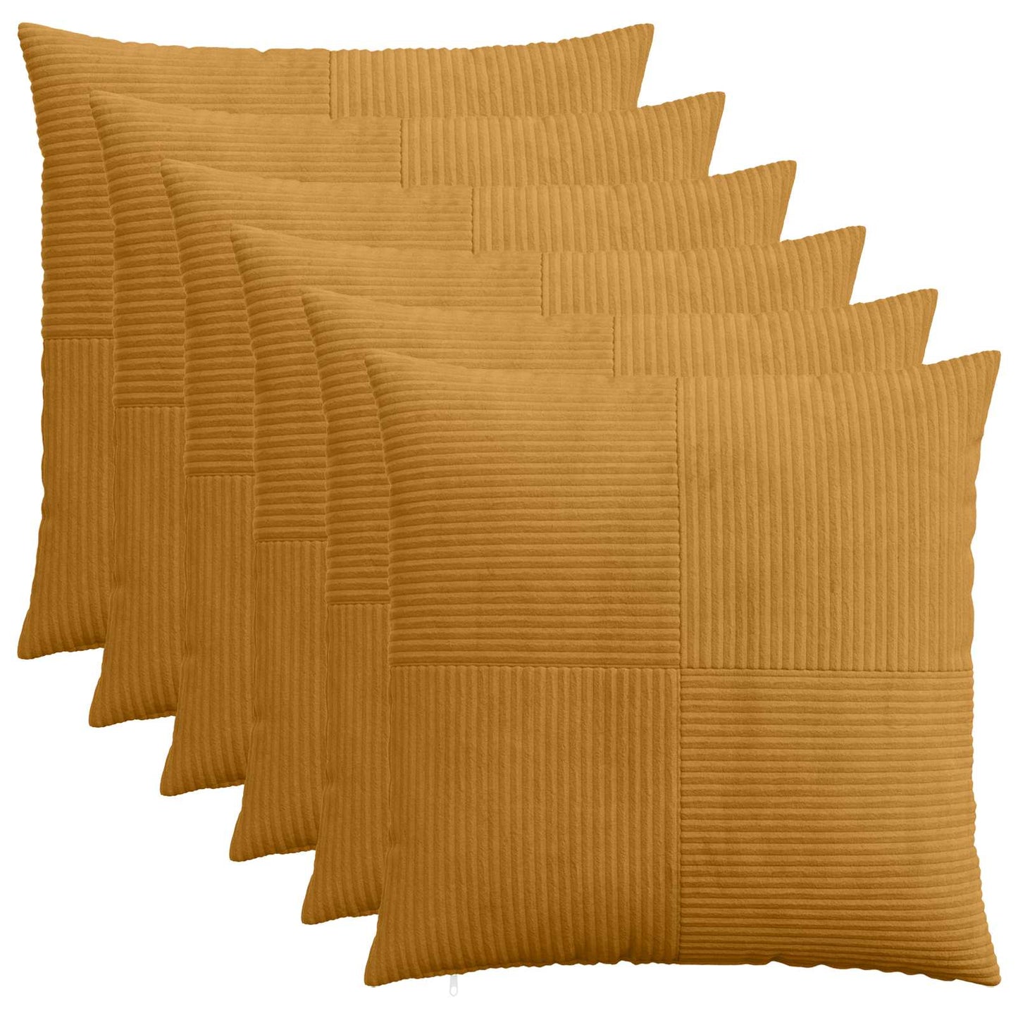 vidaXL Cushion Cover 6 pcs ALMELO Yellow 65 x 65 cm Corduroy 1