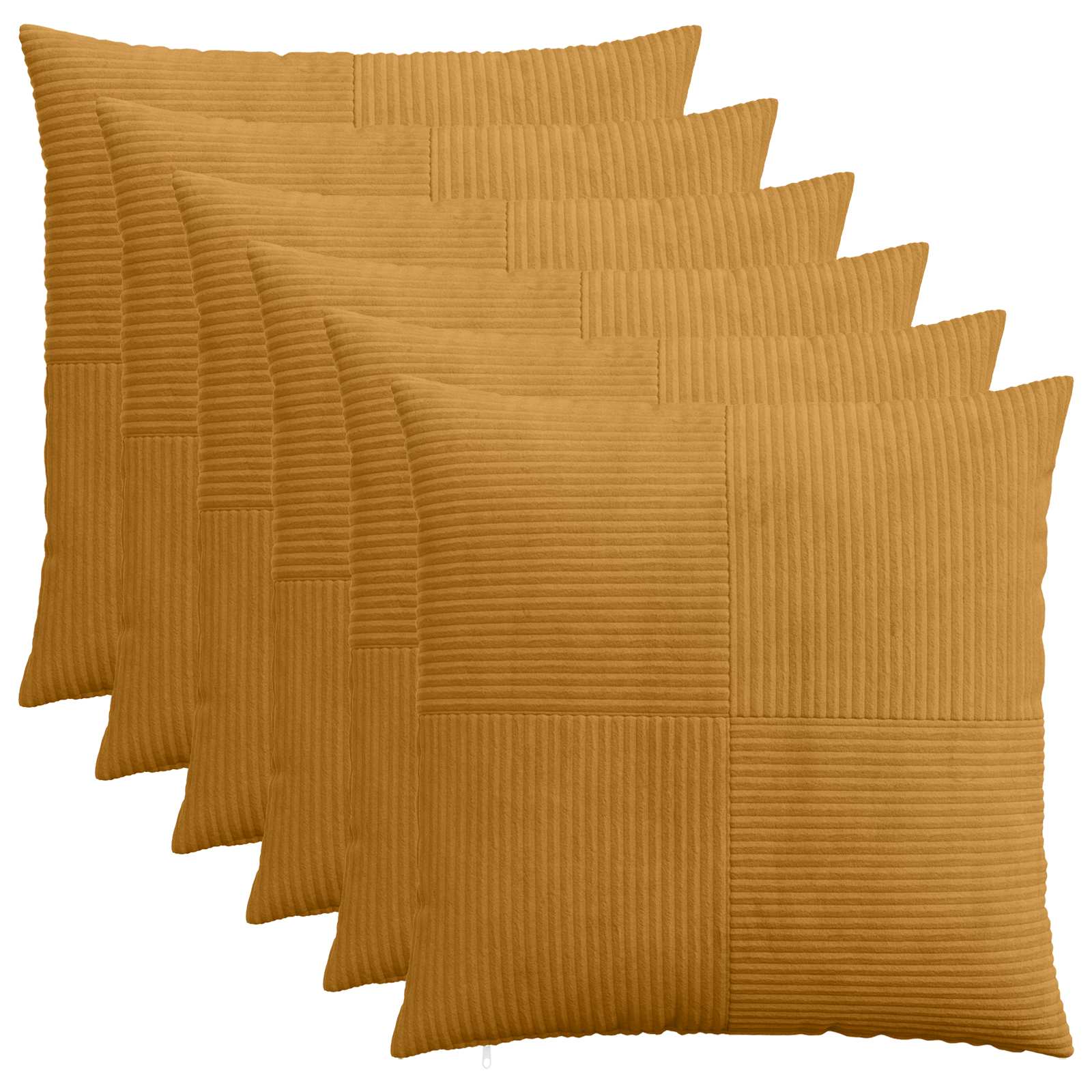 vidaXL Cushion Cover 6 pcs ALMELO Yellow 65 x 65 cm Corduroy 1