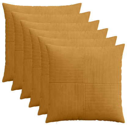 vidaXL Cushion Cover 6 pcs ALMELO Yellow 65 x 65 cm Corduroy 1