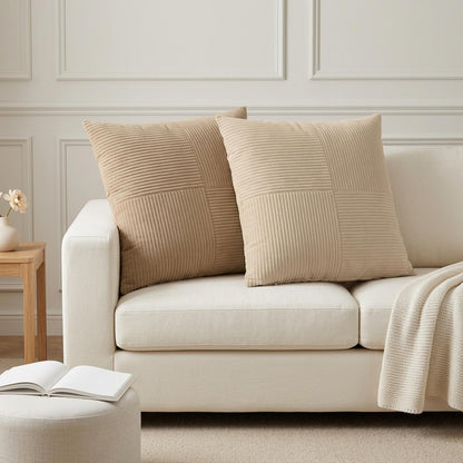 vidaXL Cushion Cover 6 pcs ALMELO Taupe 80 x 80 cm Corduroy 1